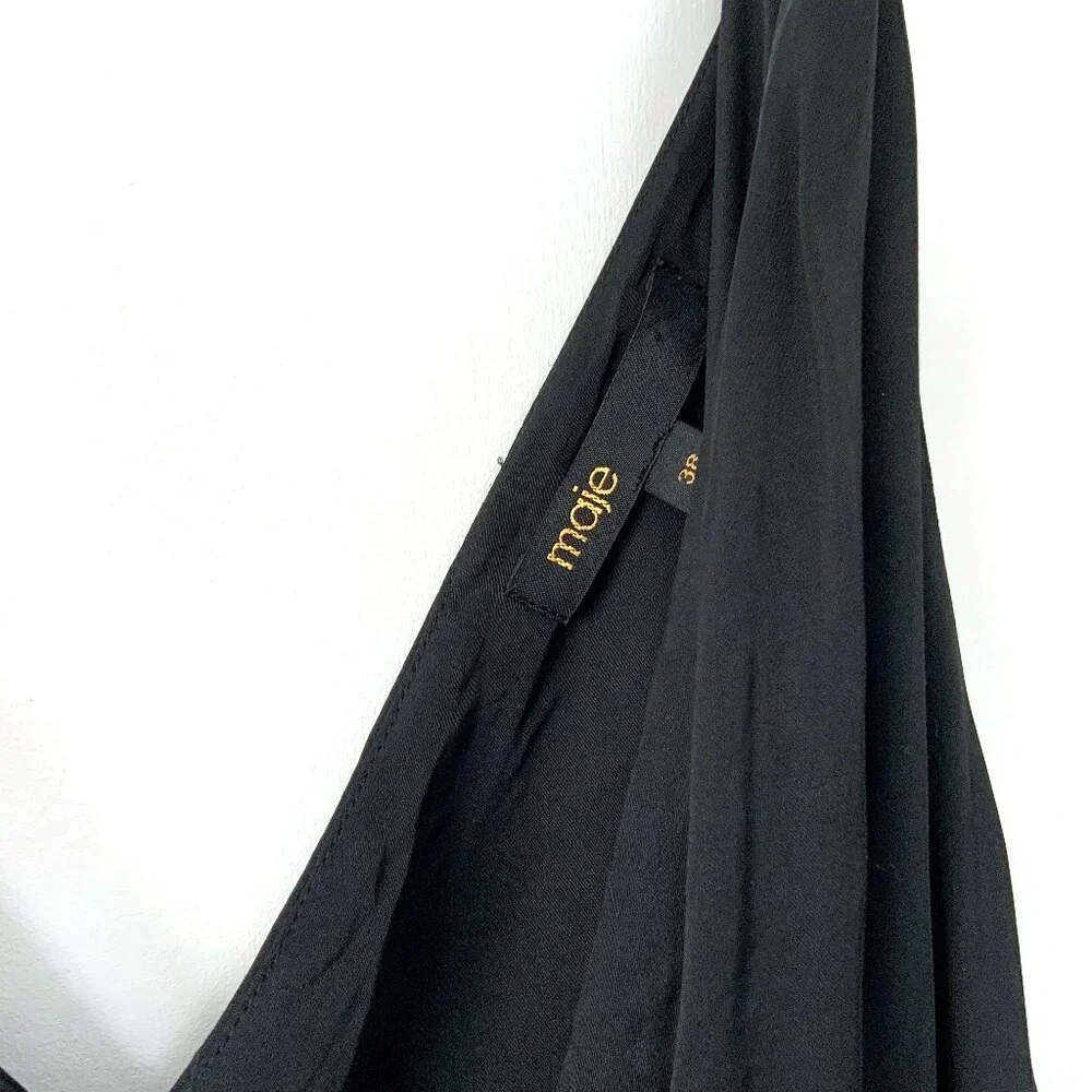 Maje Openwork Satin-Effect Black Maxi Dress Party Prom  Sz 38 (4) - Picture 9 of 16